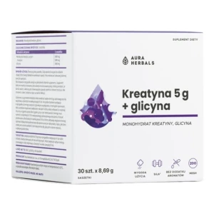 „AURA HERBALS“ kreatino monohidrato 5 g + „Glicyne“ maišeliai (30 vnt.) – Viking Supplements