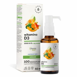 AURA HERBALS Vitaminas D3 2000 TV, tinka veganams (50 ml / 1