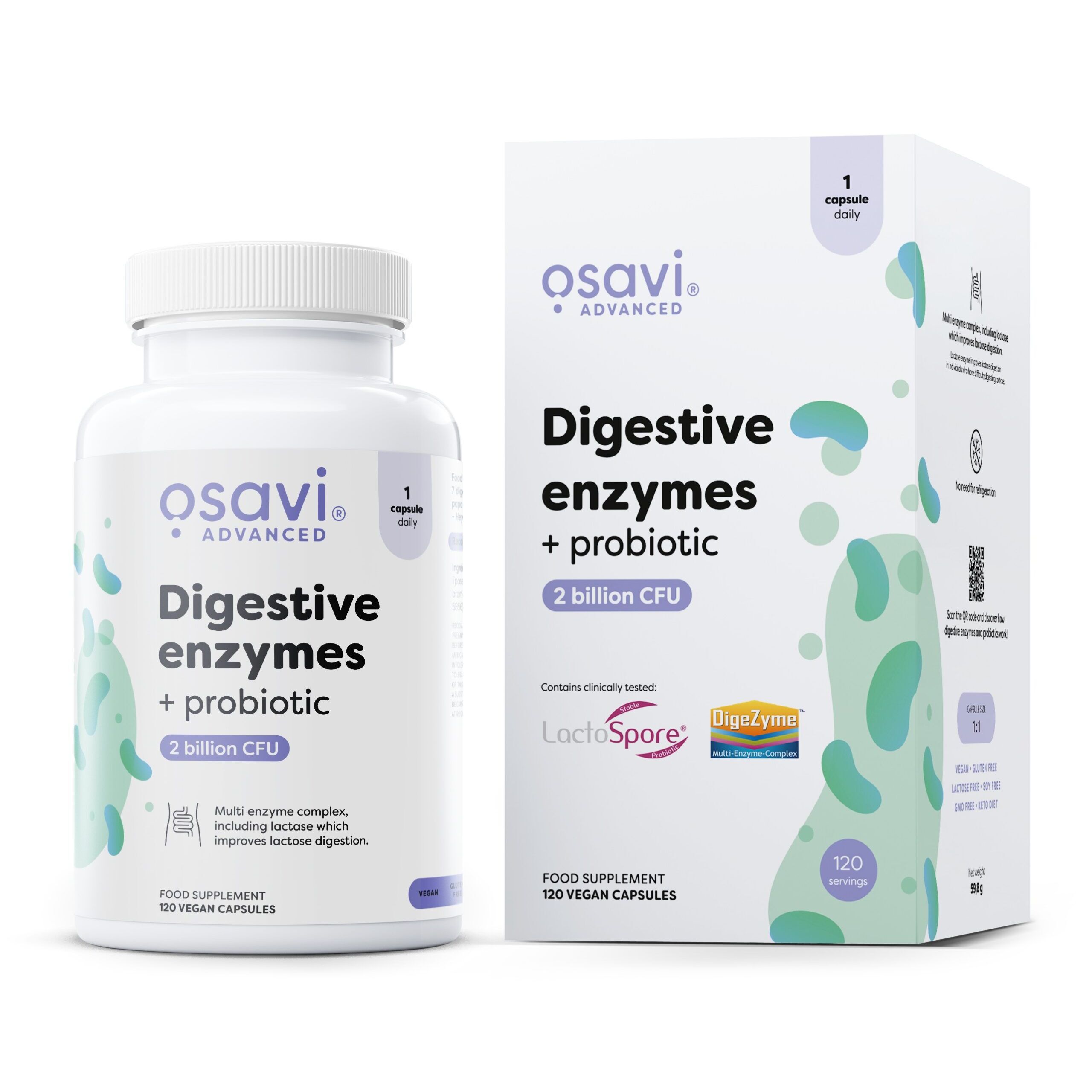 Virškinimo fermentai + probiotikai – 120 veganiškų kapsulių – Viking Supplements