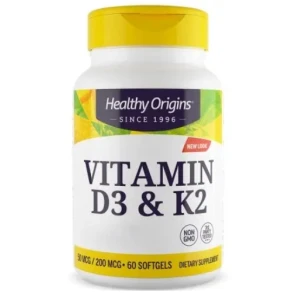 HEALTHY ORIGINS Vitaminas D3 ir K2 (60 kapsulių) – Viking Supplements