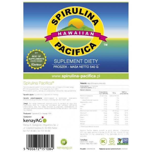 KENAY „Spirulina Pacifica“ milteliai (540 g / 19