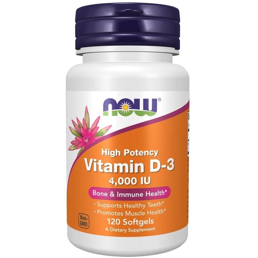 NOW FOODS Vitaminas D3 4000 TV (120 minkštųjų kapsulių) – Viking Supplements