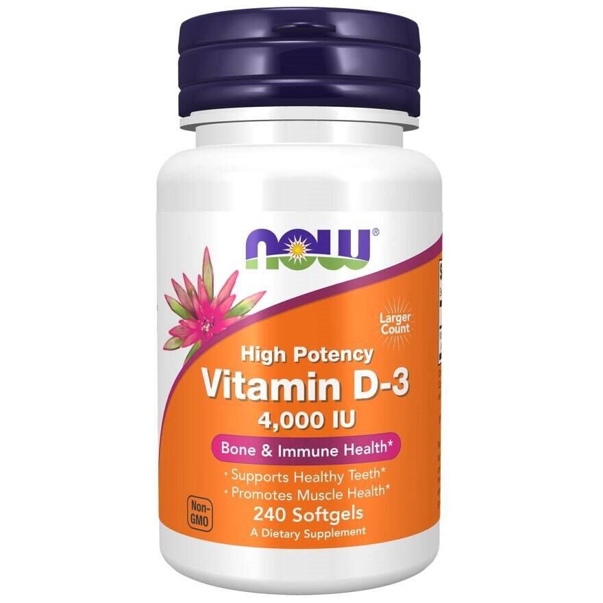 NOW FOODS Vitaminas D3 4000 TV (240 minkštųjų kapsulių) – Viking Supplements