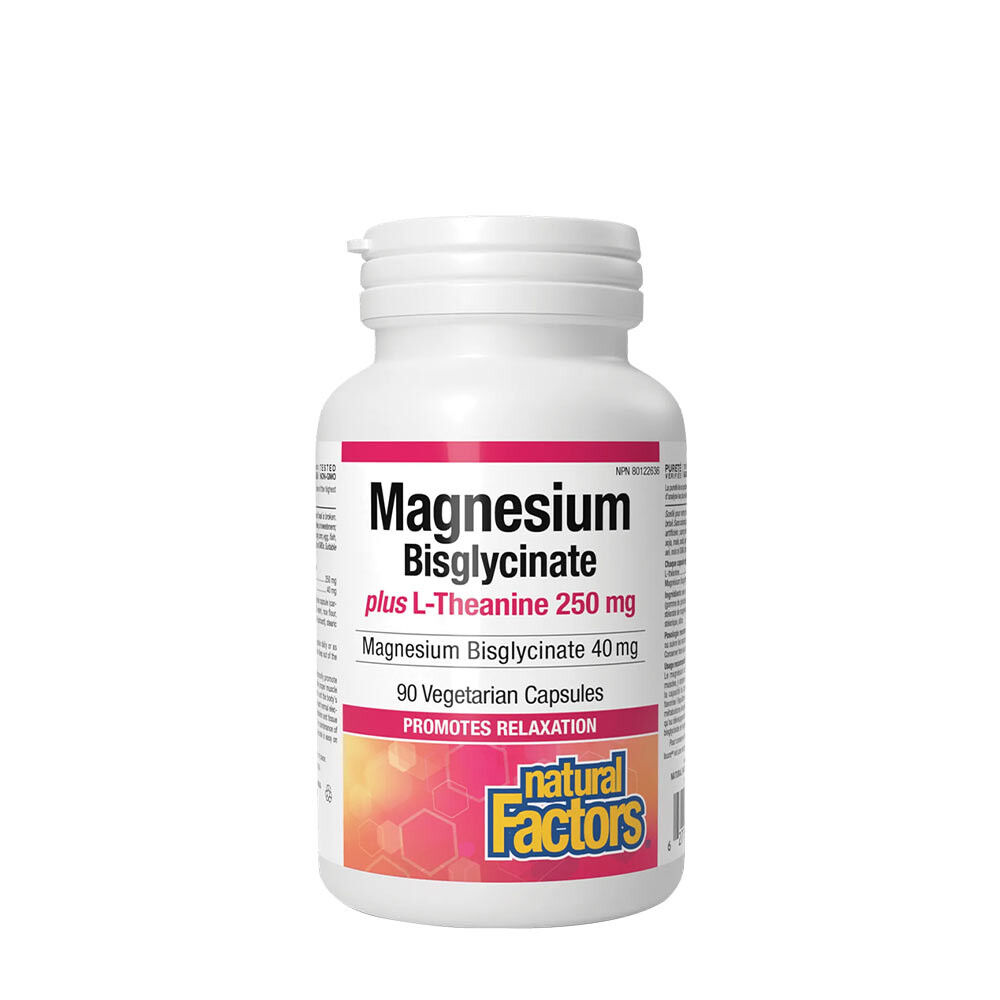 „Natural Factors“ magnio bisglicinatas 100 ir L-teaninas 250 mg (90 kapsulių) – Viking Supplements