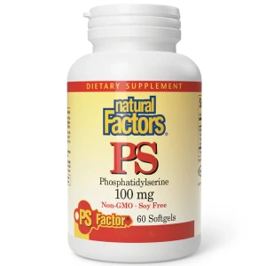 „Natural Factors“ PS fosfatidilserinas, 100 mg, 60 minkštųjų kapsulių – Viking Supplements