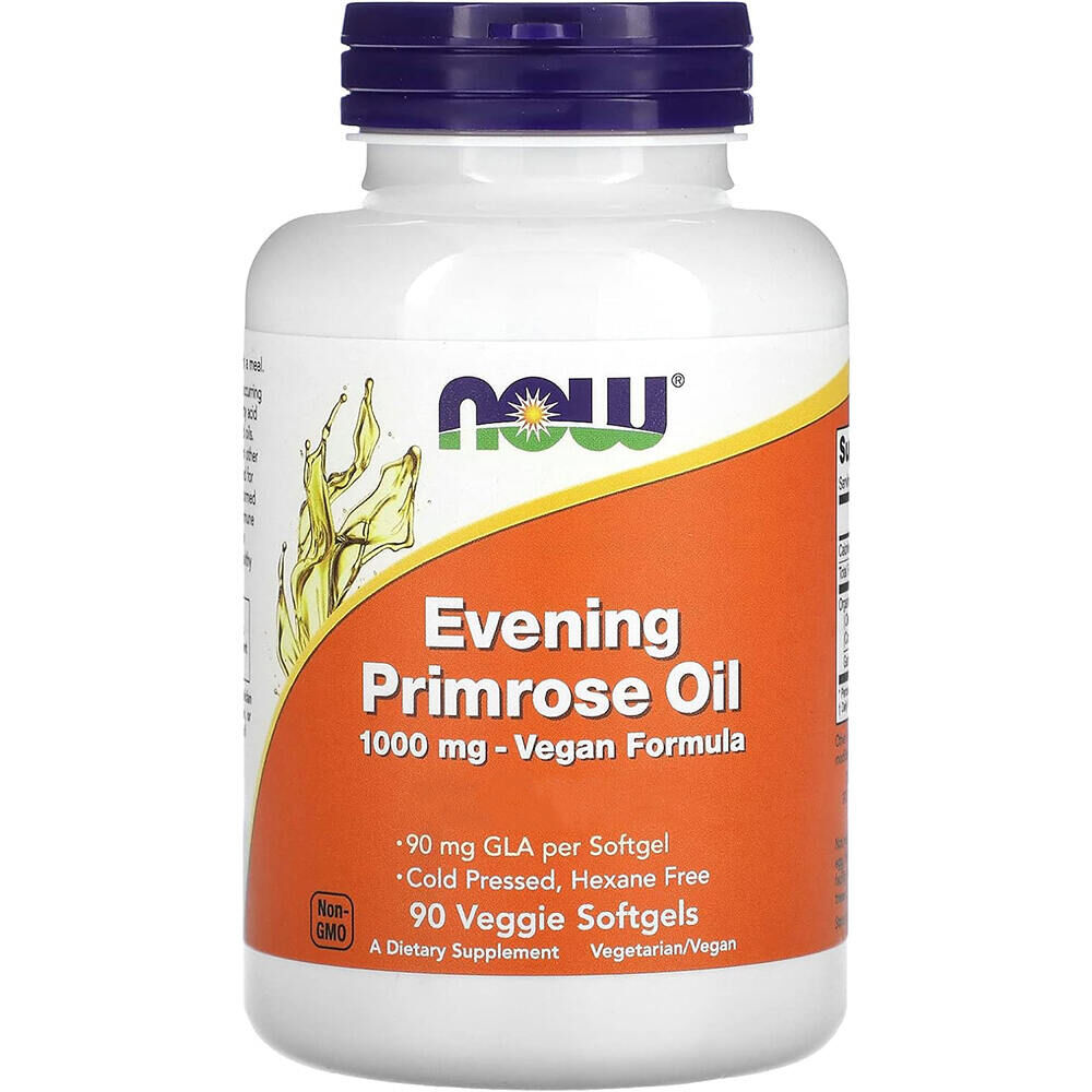 „Now Foods“ vakarinės primrosės aliejus, 1000 mg, 90 vegetariškos kapsulės – Viking Supplements