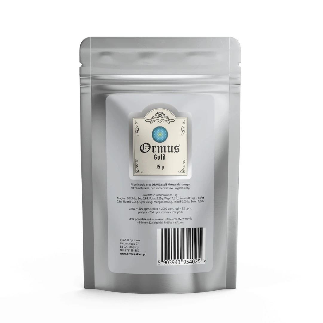 ORMUS ORME Gold – Gyvybės elementai – stiprus milteliai su auksu (15 g) – Viking Supplements