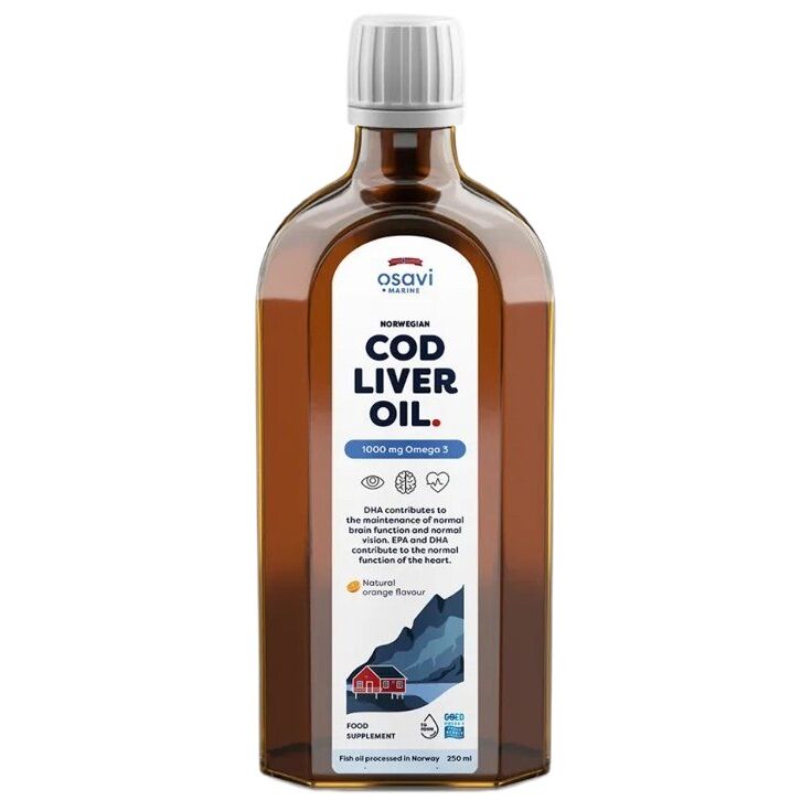 OSAVI Norvegijos menkių kepenų aliejus 1000 mg omega-3