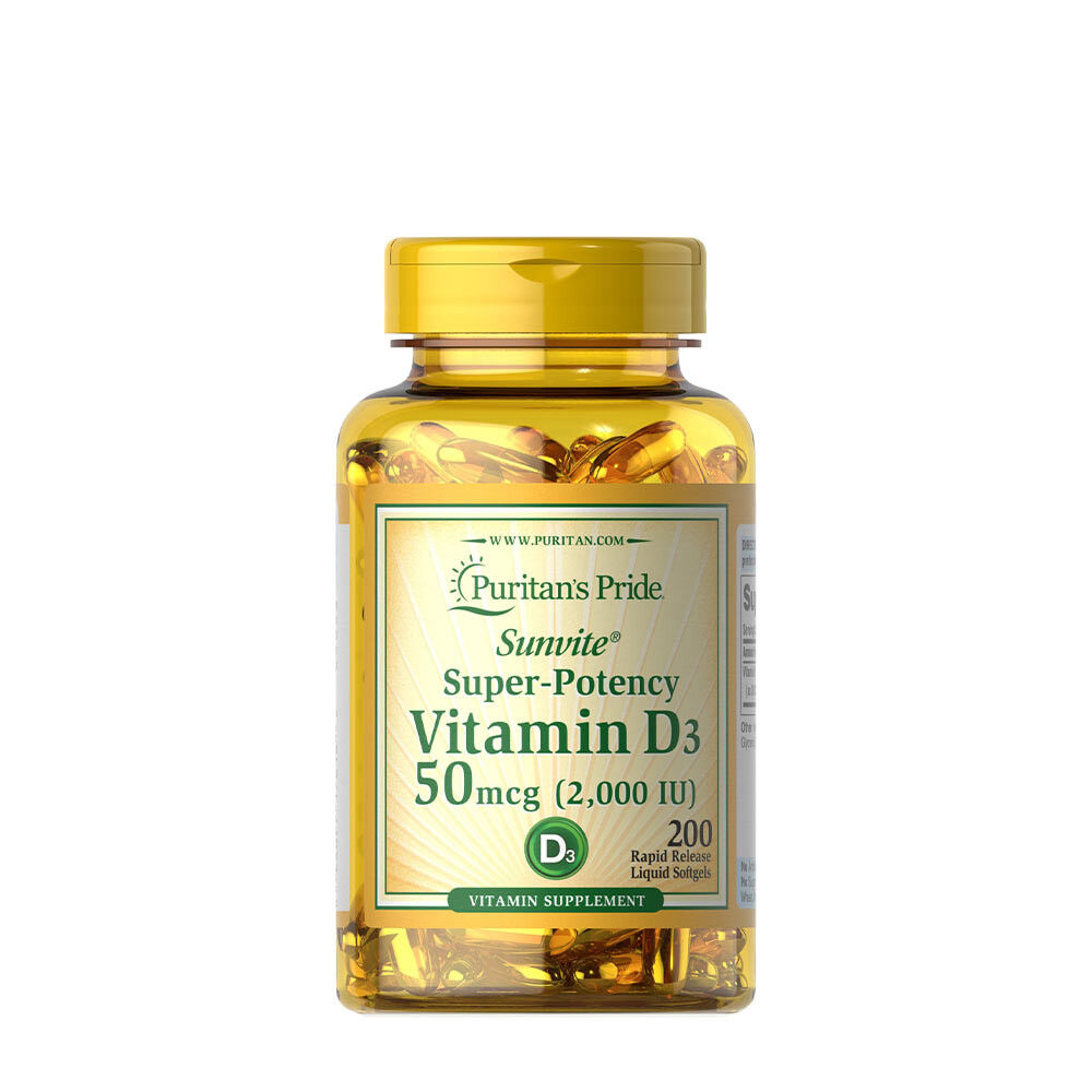 „Puritans Pride“ vitaminas D3, 2000 TV (200 minkštųjų kapsulių) – Viking Supplements