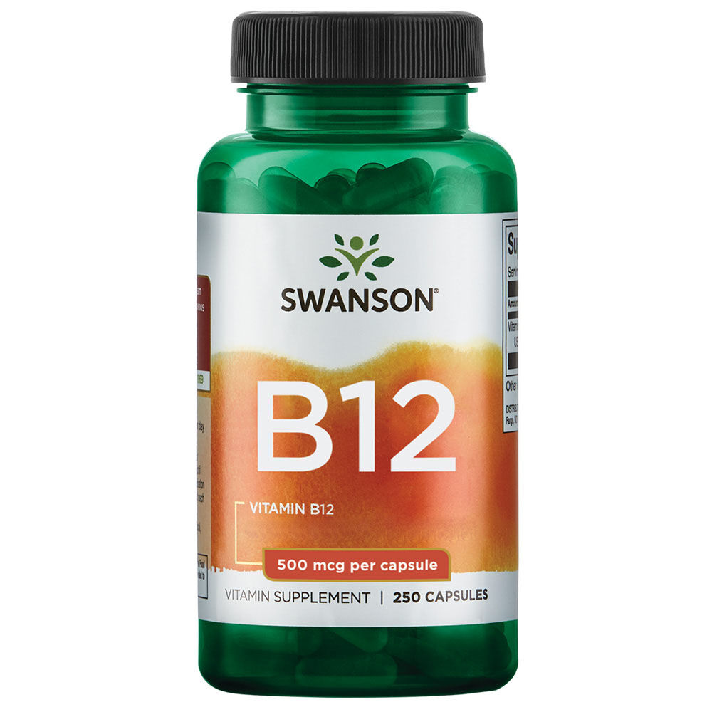 Swanson Vitamin B12 500mcg 250 capsules - Viking Supplements