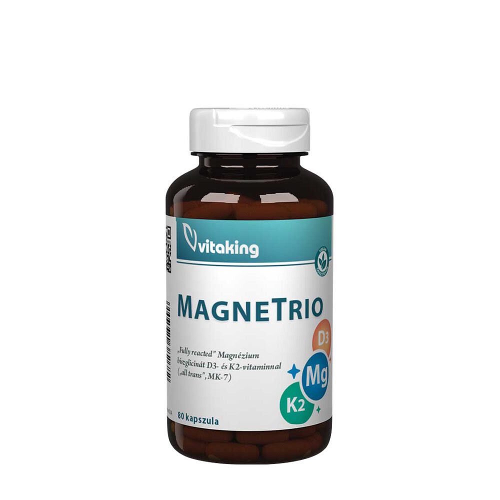 „Vitaking“ „MagneTrio D3+K2+“ magnio bisglicinatas (80 kapsulių) – Viking Supplements