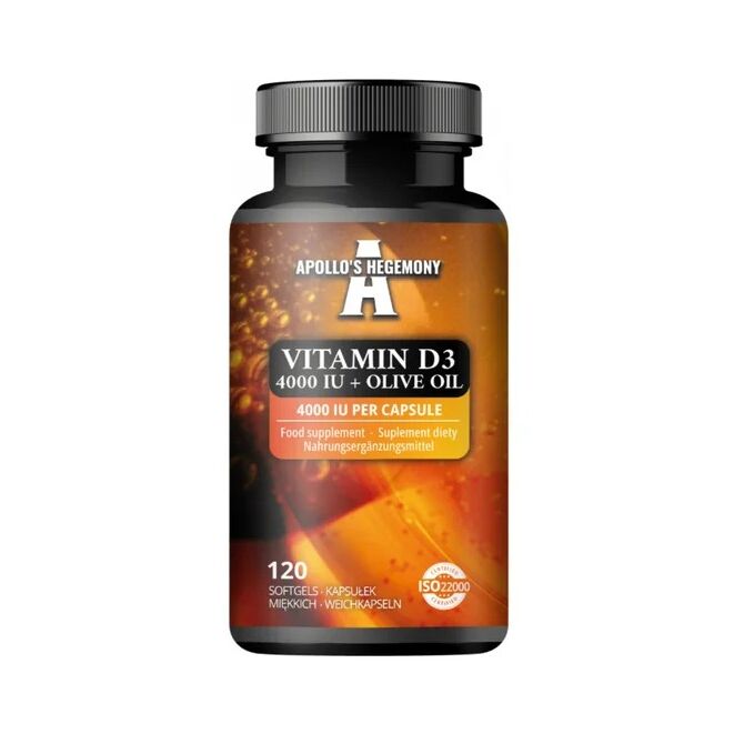 Vitaminas D3 4000 IU + alyvuogių aliejus – 120 minkštųjų kapsulių – Viking Supplements